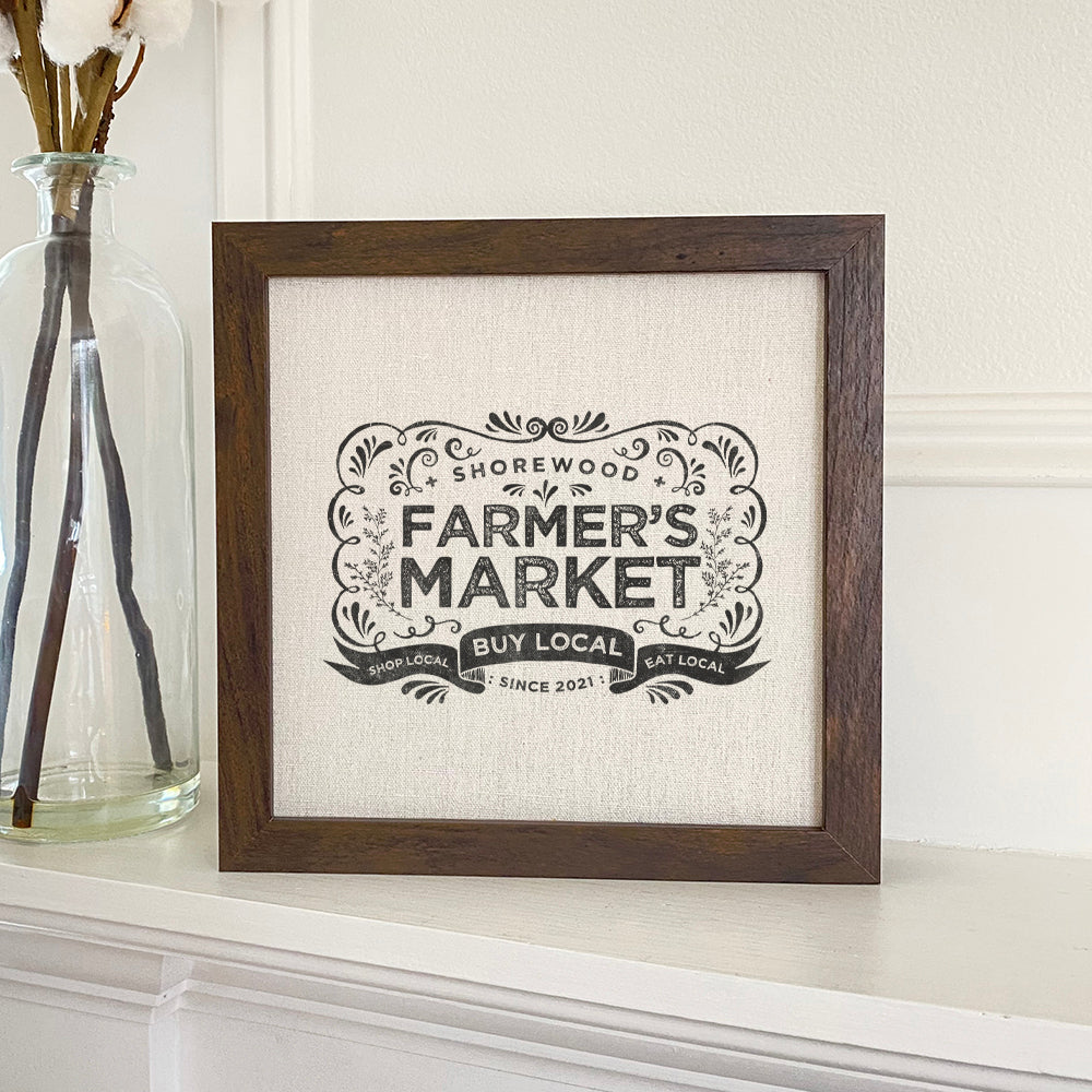 Vintage Farmers Market w/ City Est - Custom Framed Sign