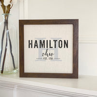 Custom City and State w/ Initial - Framed Sign