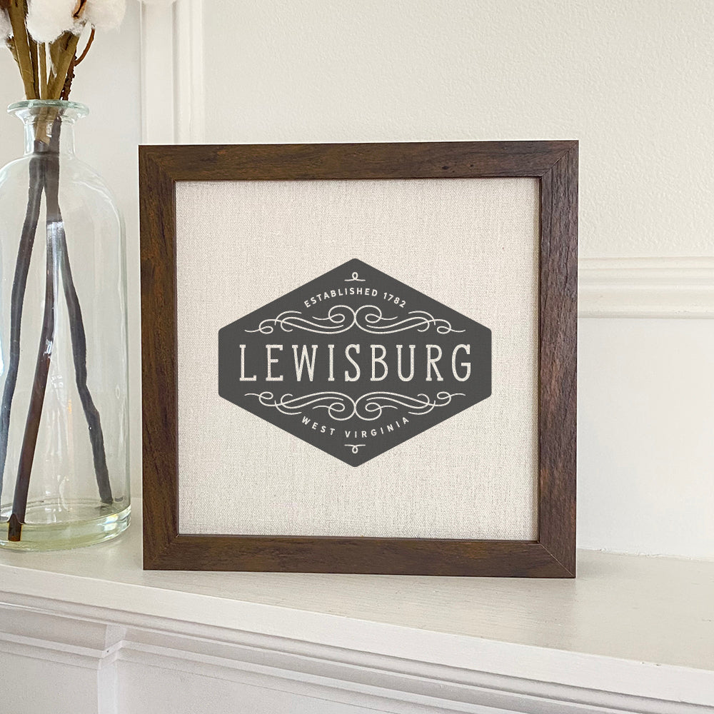 Flourish Sign w/ City, State - Custom Framed Sign