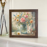 Flowers in Mason Jar - Framed Print