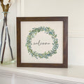Welcome Boxwood Wreath - Framed Sign