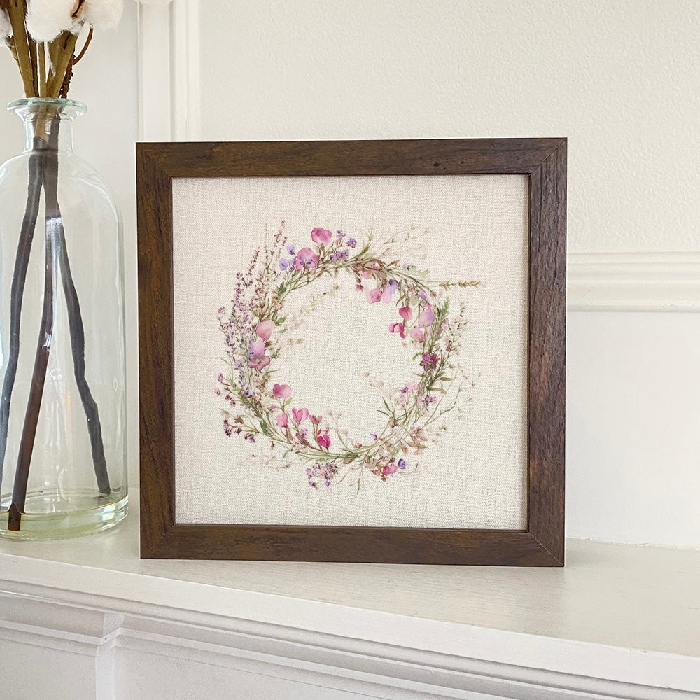 Purple Spring Wreath - Framed Sign