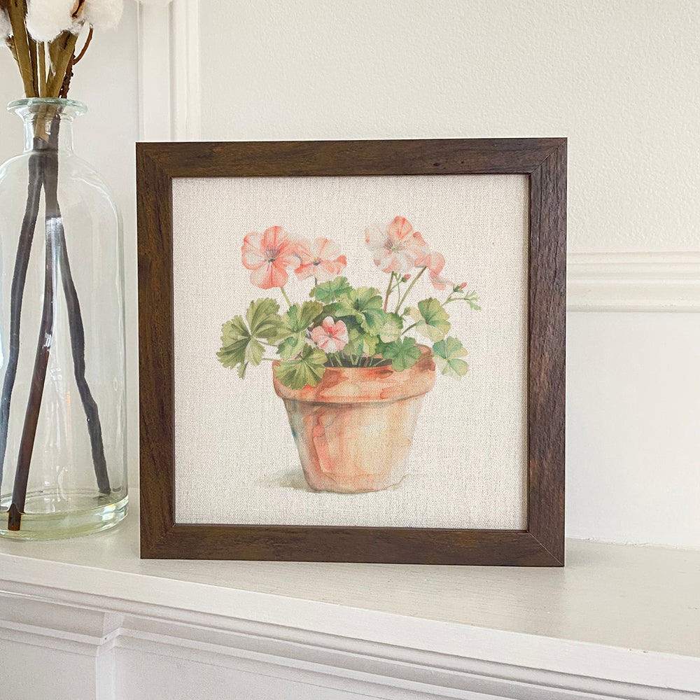 Watercolor Potted Plant - Framed Sign