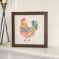 Folk-Art Chicken - Spring Framed Sign