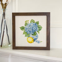 Hydrangea and Lemon Vase - Framed Sign