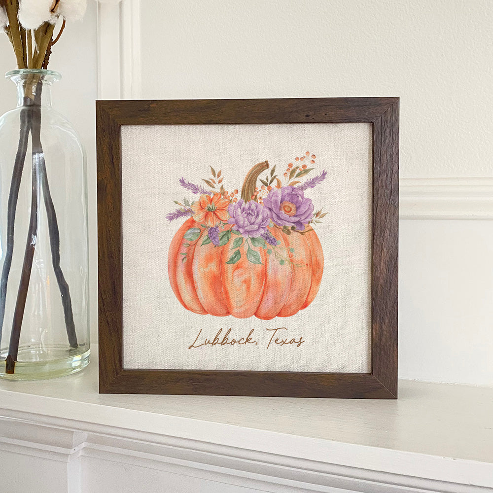 Floral Pumpkin - Custom Halloween Framed Sign