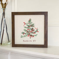 Holiday Tree and Berries - Custom Framed Sign