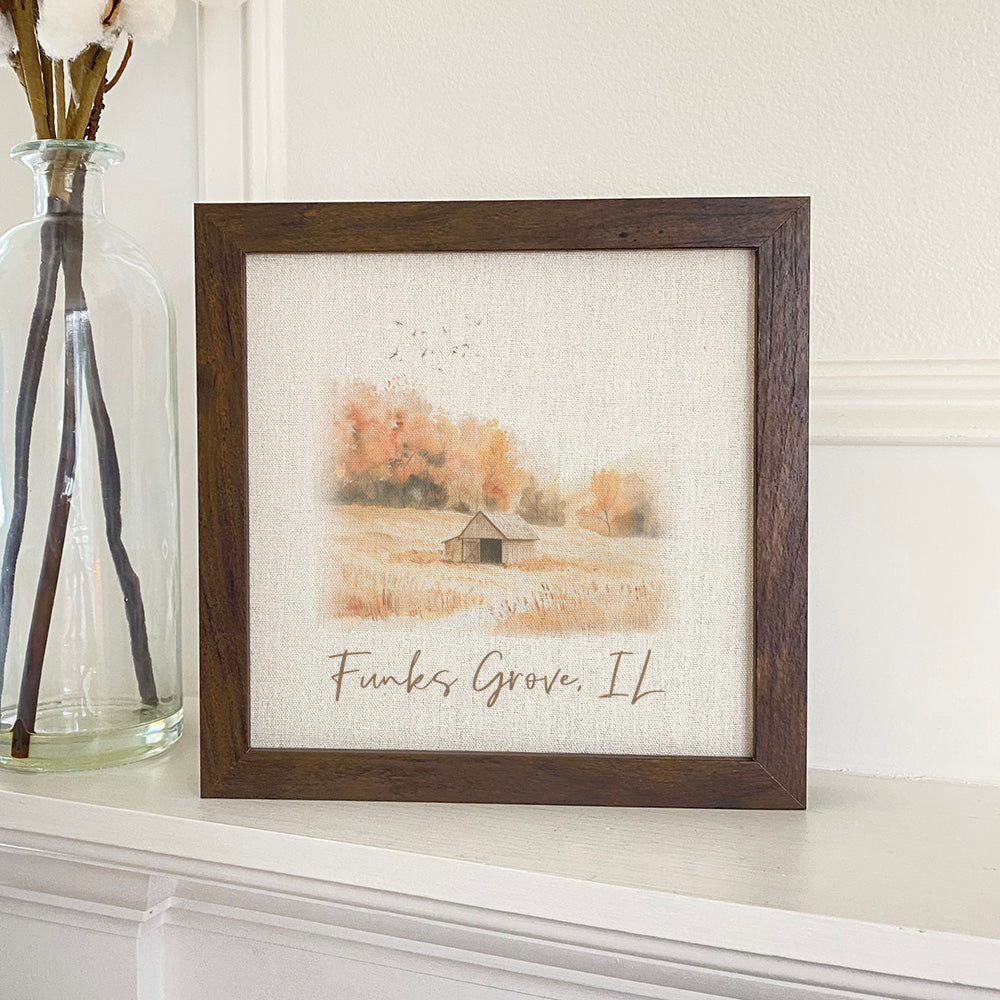 Fall Field Barn - Custom Framed Sign