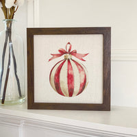 Red and White Stripe Ornament - Customizable Framed Sign
