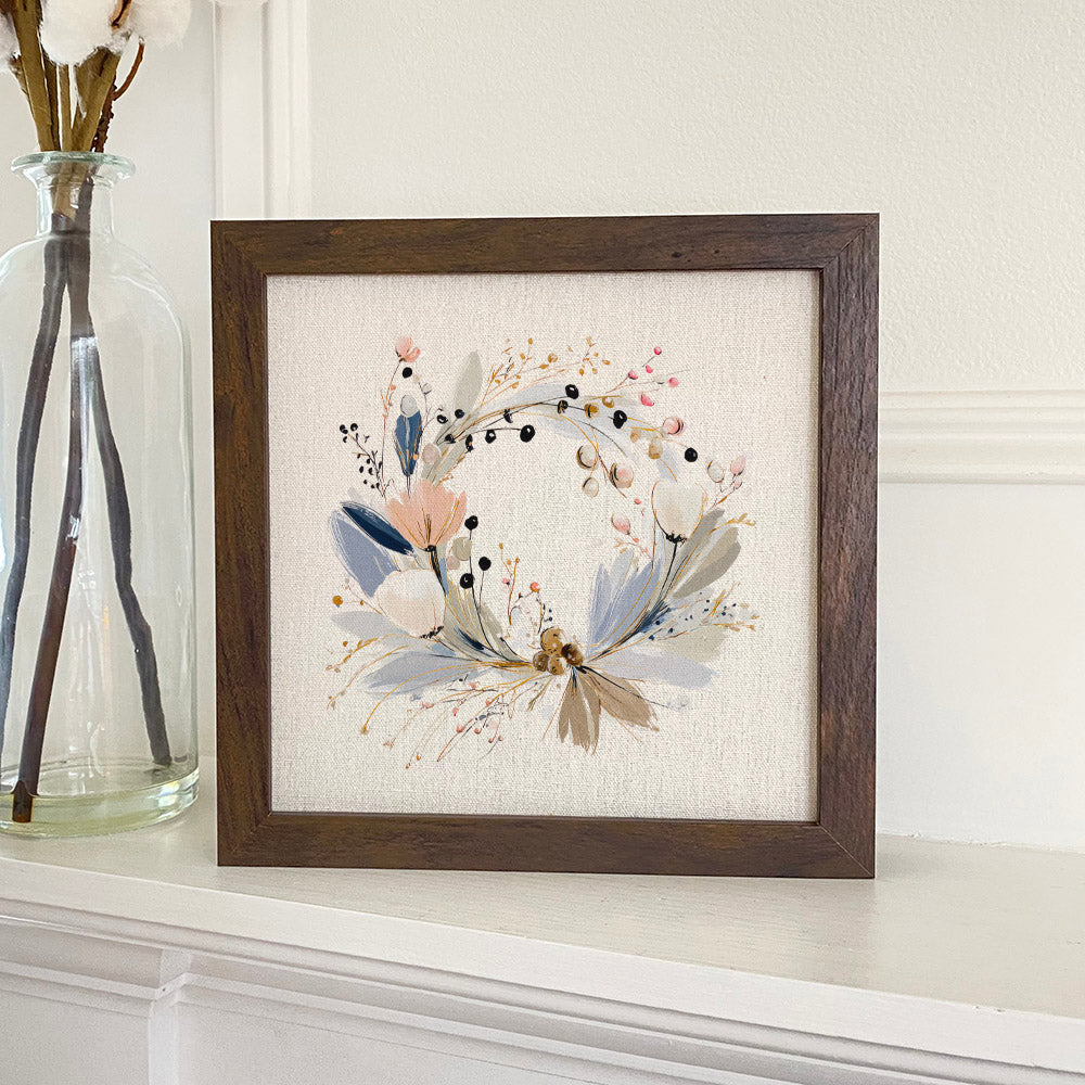 Winter Blue Wreath - Customizable Framed Sign