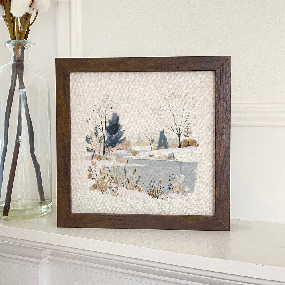 Brisk Winter Pond - Customizable Framed Sign