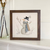 Blue Winter Snowman - Customizable Framed Sign