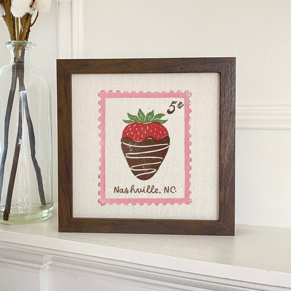 Chocolate Strawberry Stamp - Custom Framed Sign