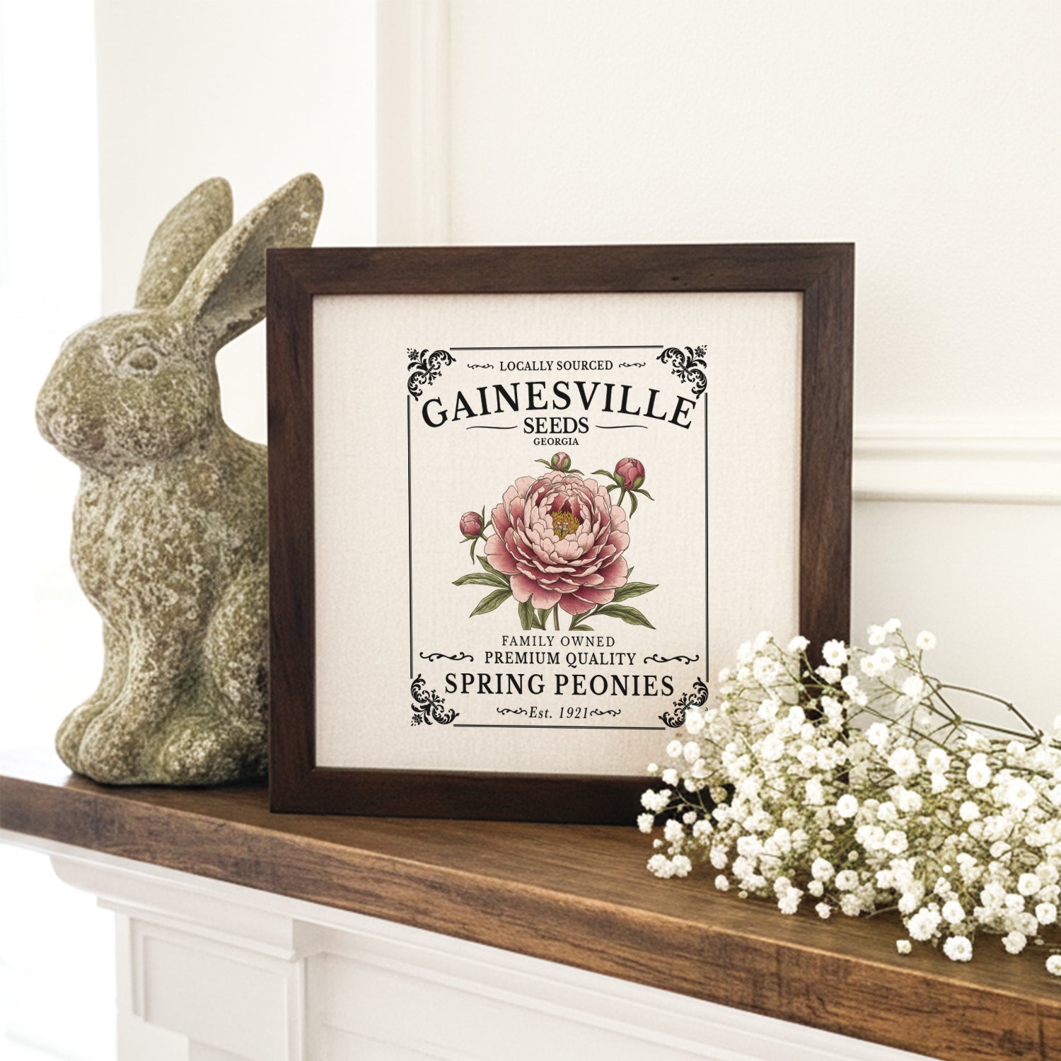 Spring Peonies Seed Packet - Custom Framed Sign