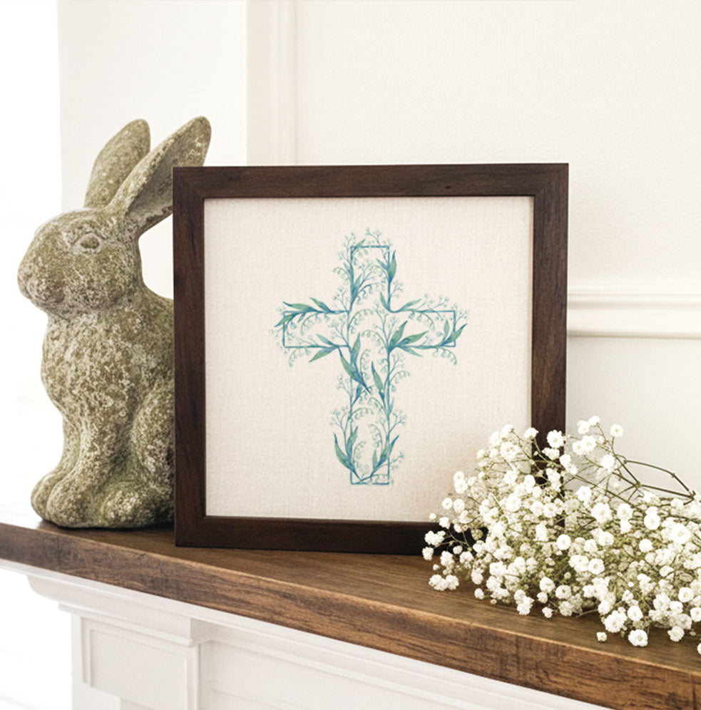 Spring Easter Cross - Framed Sign