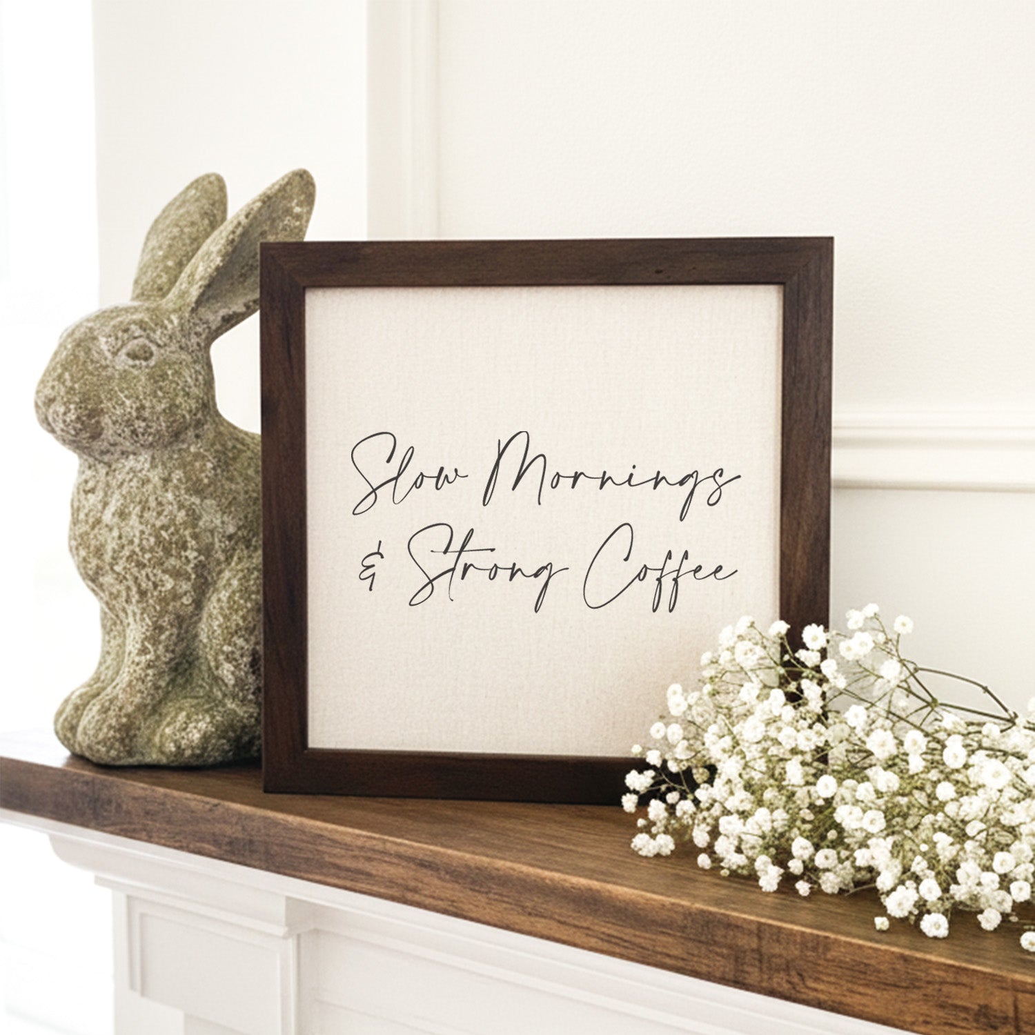Slow Mornings Strong Coffee - Framed Sign
