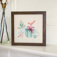 Watercolor Christmas Birds - Framed Sign