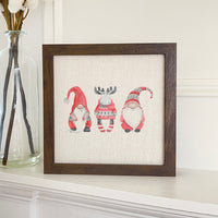 Christmas Gnomes with Moose - Framed Sign