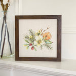 Poinsettia Holly and Orange Bouquet - Framed Sign