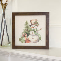 Snowman and Presents - Framed Sign