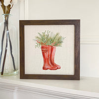 Winter Rain Boots and Foliage - Framed Sign