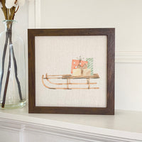 Watercolor Present Sled - Framed Sign