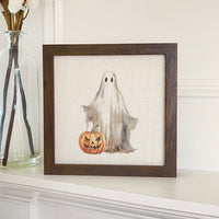 Ghost and Pumpkin - Framed Sign