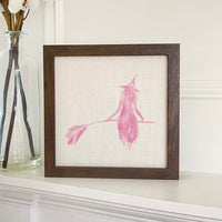 Pink Witch Silhouette - Framed Sign