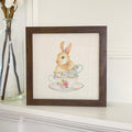 Watercolor Bunny Teacup - Framed Sign