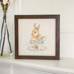 Watercolor Bunny Teacup - Framed Sign
