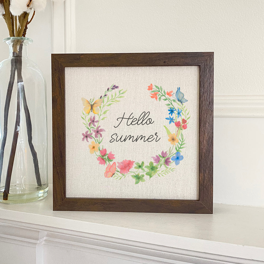Hello Summer Wreath - Framed Sign