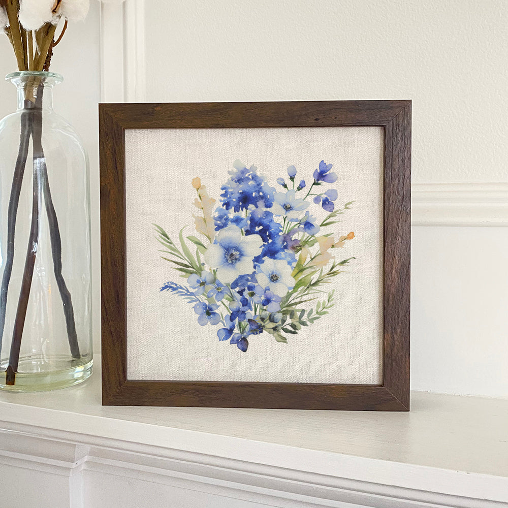 Watercolor Indigo Bunch - Framed Sign