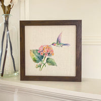 Hummingbird and Lantana Flower - Framed Sign