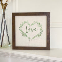 Love Greenery Heart Wreath - Framed Sign