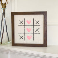 Tic Tac Toe Hearts - Valentine's Day Framed Sign