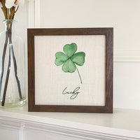 Lucky Four Leaf Clover - St. Patrick's Day Framed Sign