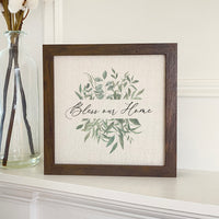 Bless Our Home Greenery - Framed Sign