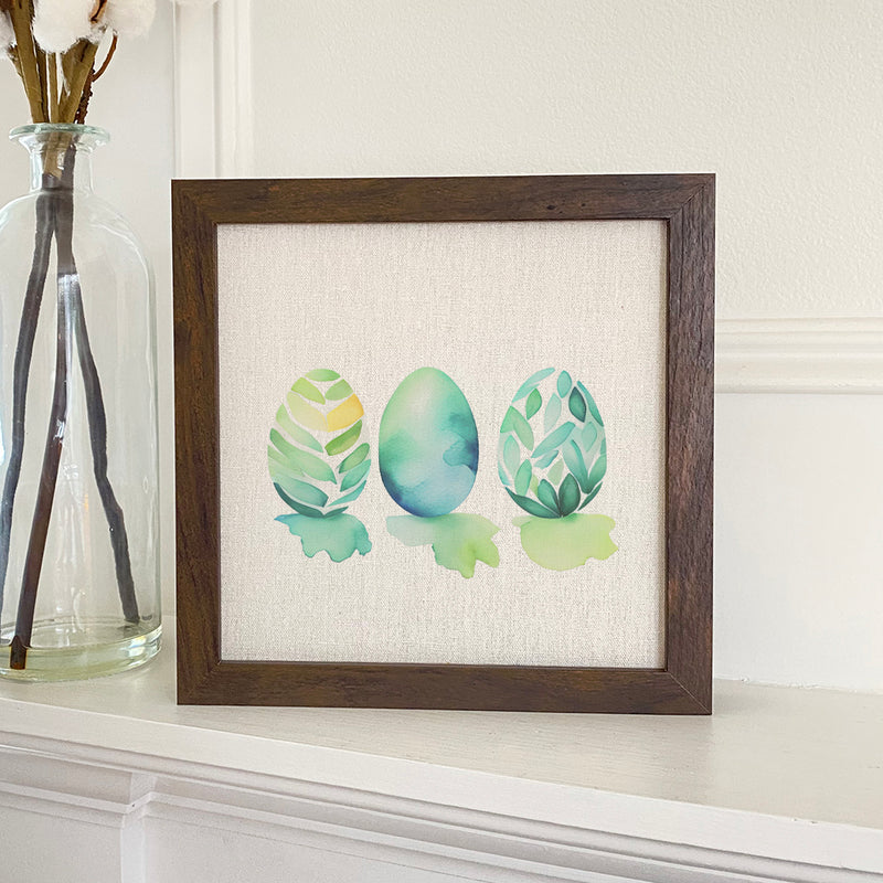 Watercolor Easter Eggs - Cool - Framed Sign