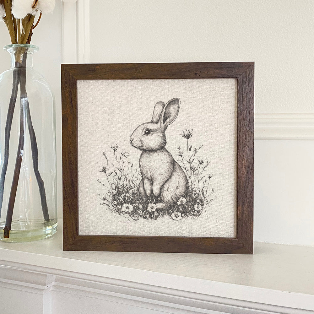 Black & White Bunny - Easter Framed Sign