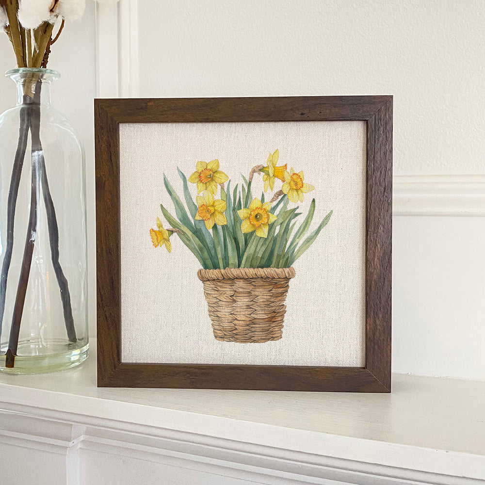 Basket of Daffodils - Spring Framed Sign