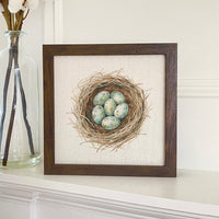 Watercolor Robins' Nest - Spring Framed Sign