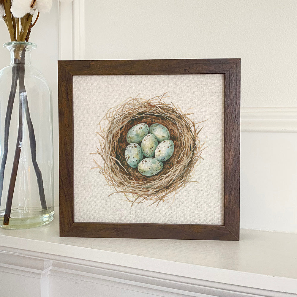 Watercolor Robins' Nest - Spring Framed Sign
