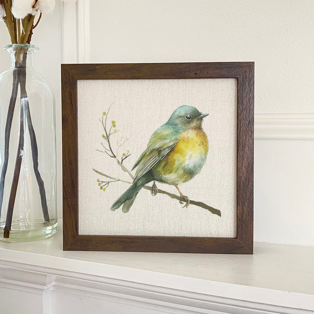 Robin in a Cherry Blossom - Spring Framed Sign