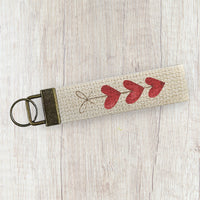 String of Hearts - Valentine's Day Canvas Key Fob