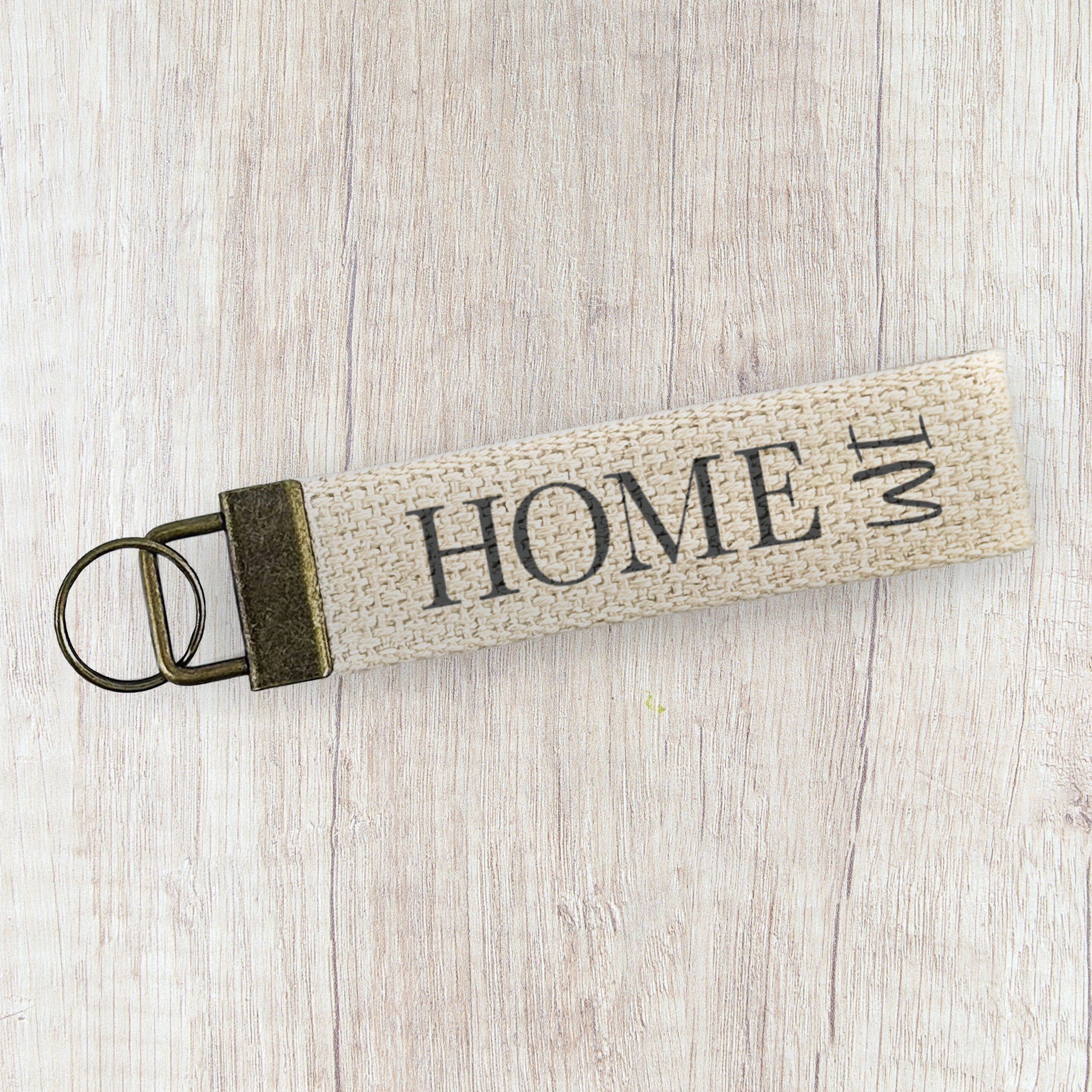 Home with State Abbreviation - Custom Canvas Key Fob