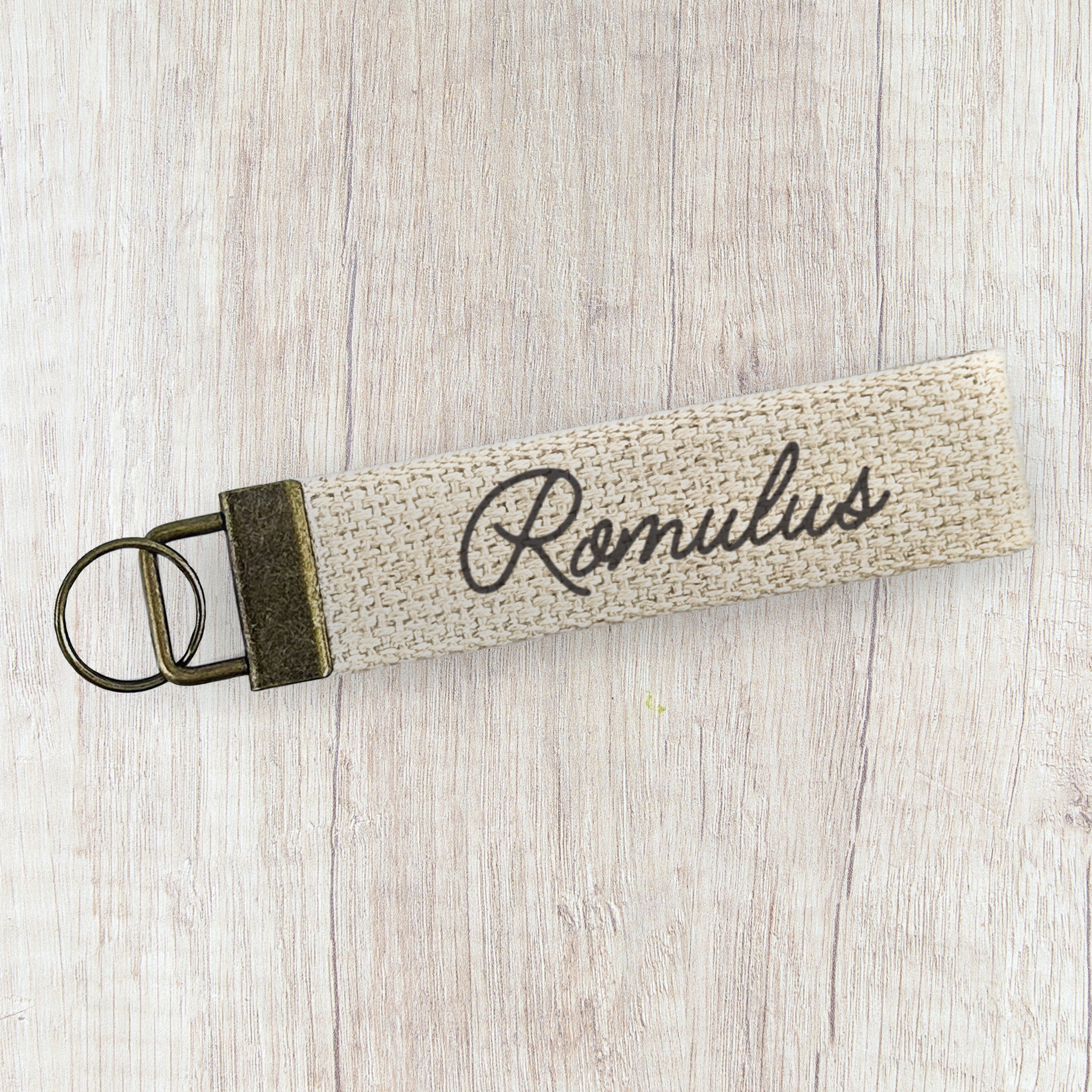 Vintage Script - Custom Canvas Key Fob