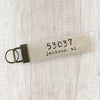 Zip Code w/ City, State - Canvas Key Fob