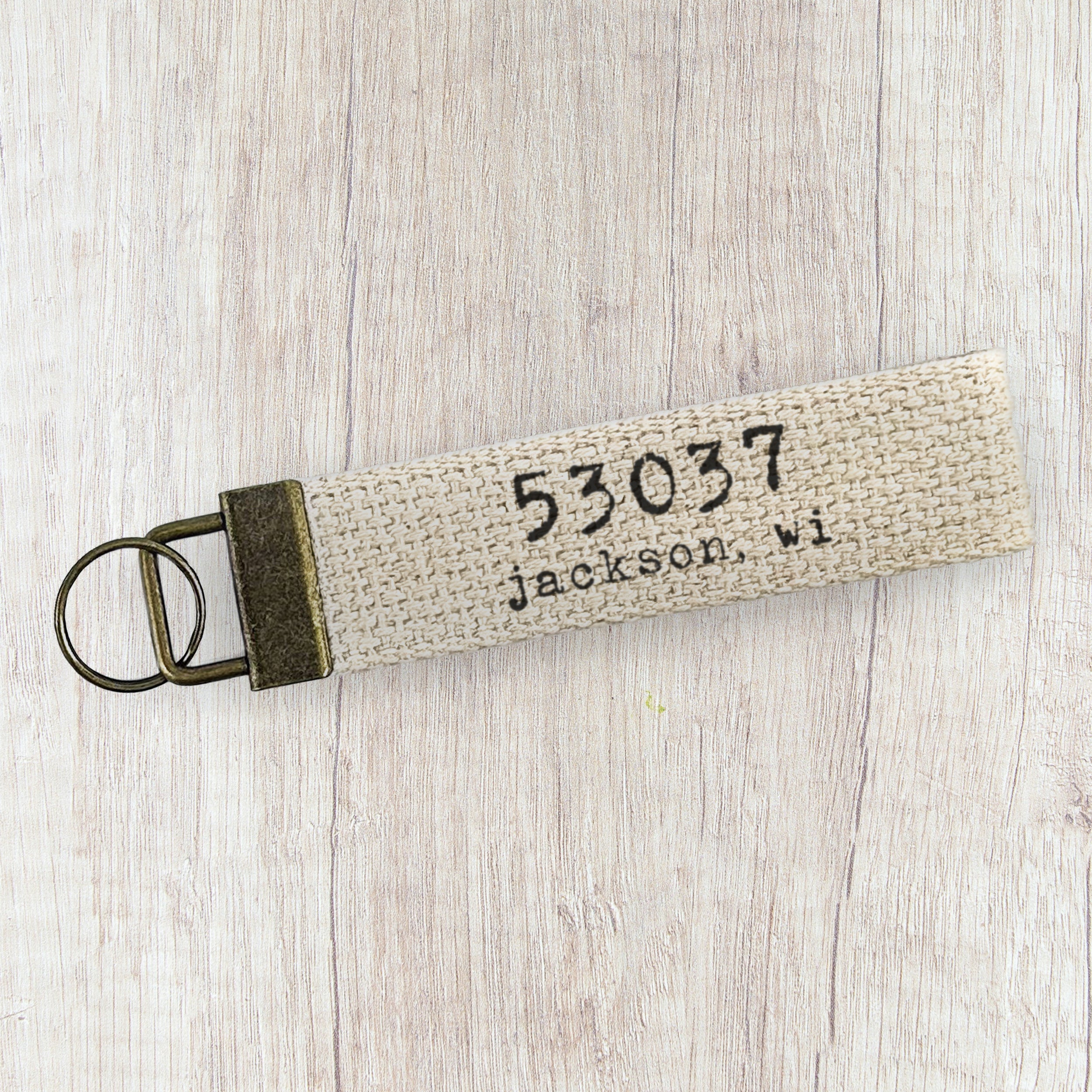 Zip Code w/ City, State - Custom Canvas Key Fob