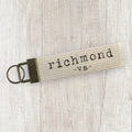 Typewriter Font w/ City, State - Custom Canvas Key Fob