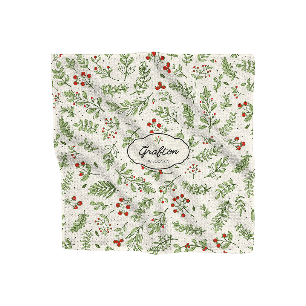 Christmas Botanicals - Custom Waffle Weave Washcloth